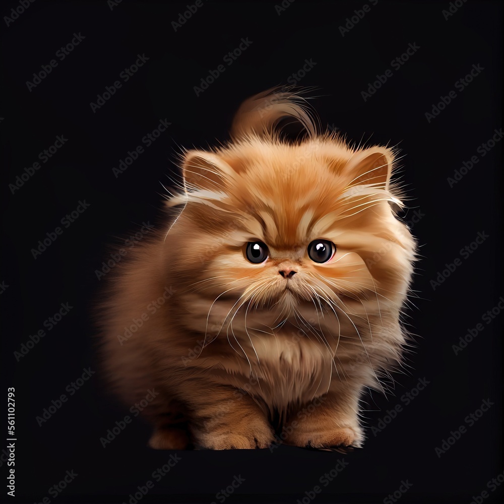 Munchkin cat breed isolated on a black background. Generative AI