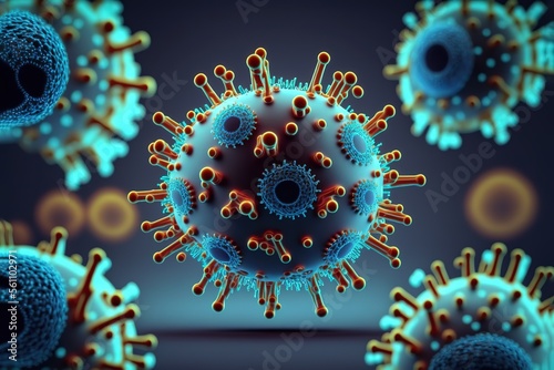 Wallpaper Mural 3D illustration Coronavirus concept under the microscope. Spread of the virus within the human. Epidemic, pandemic affecting the respiratory tract. Fatal viral. stock photo COVID-19 Torontodigital.ca