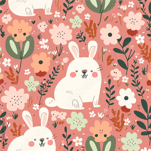 Hasen im Blumenbeet, Illustration
