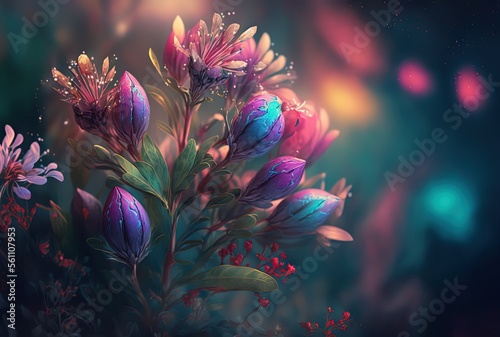 illustration of beautiful wild flower bouquet with blur background 