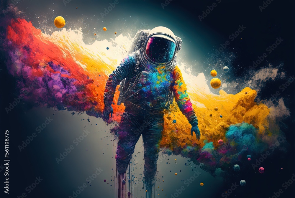 illustration portrait of astronaut in artistic style