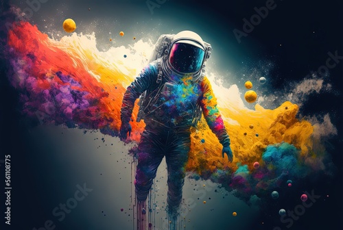 illustration portrait of astronaut in artistic style © QuietWord