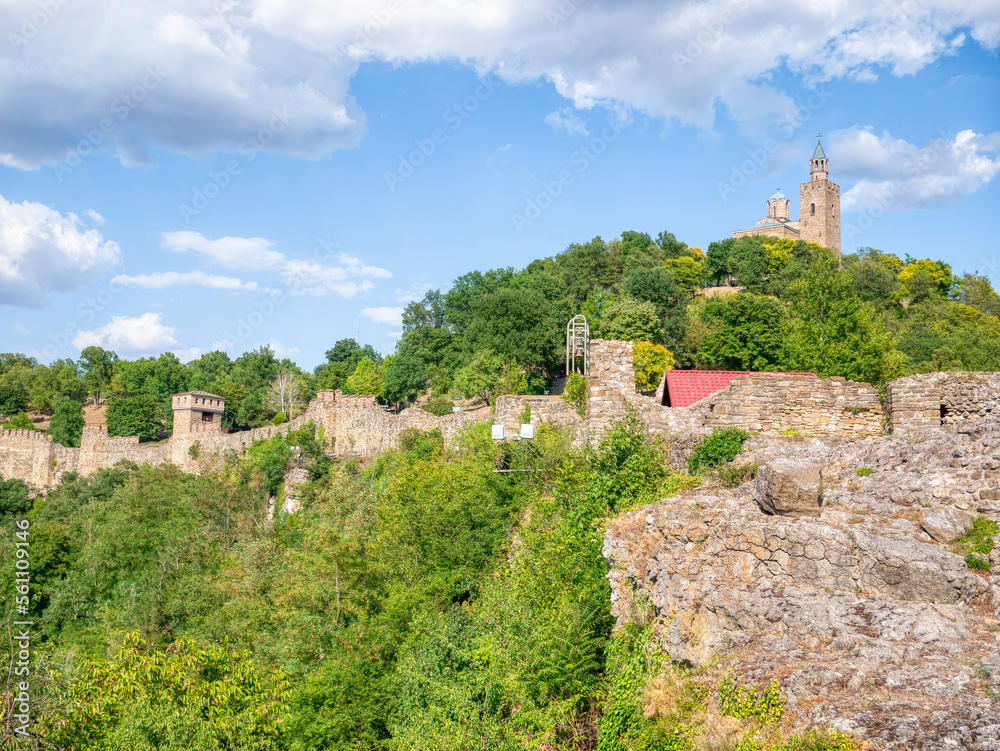 Fototapeta premium Veliko Tarnovo, Bulgaria - August 2022: View with the Eastern Orthodox Ascension Cathedral located in the famous medieval fortress Tsarevets