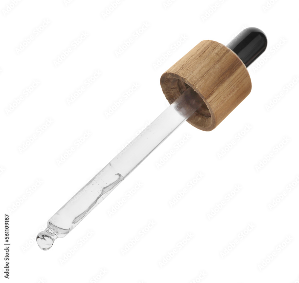 Pipette with face serum isolated on white Pipette with face serum isolated on white
