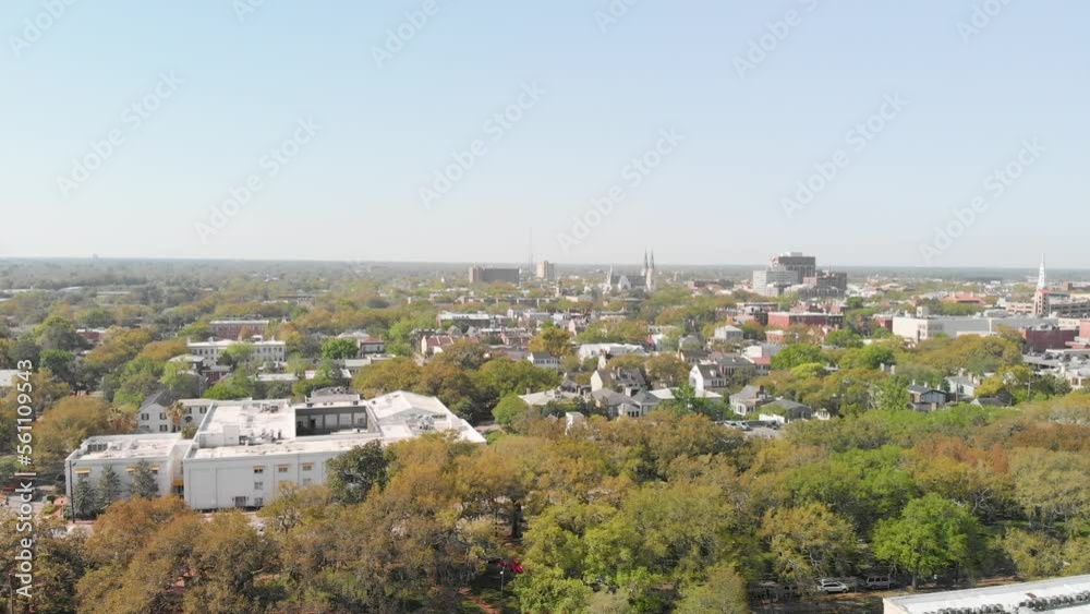 Aerial view of Savannah skyline from drone - Georgia - USA Aerial view of Savannah skyline from drone - Georgia - USA