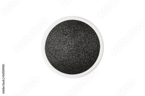 Silicon carbide abrasive powder for leveling stones isolated on white background. Silicon carbide for restore stones to original flatness. photo