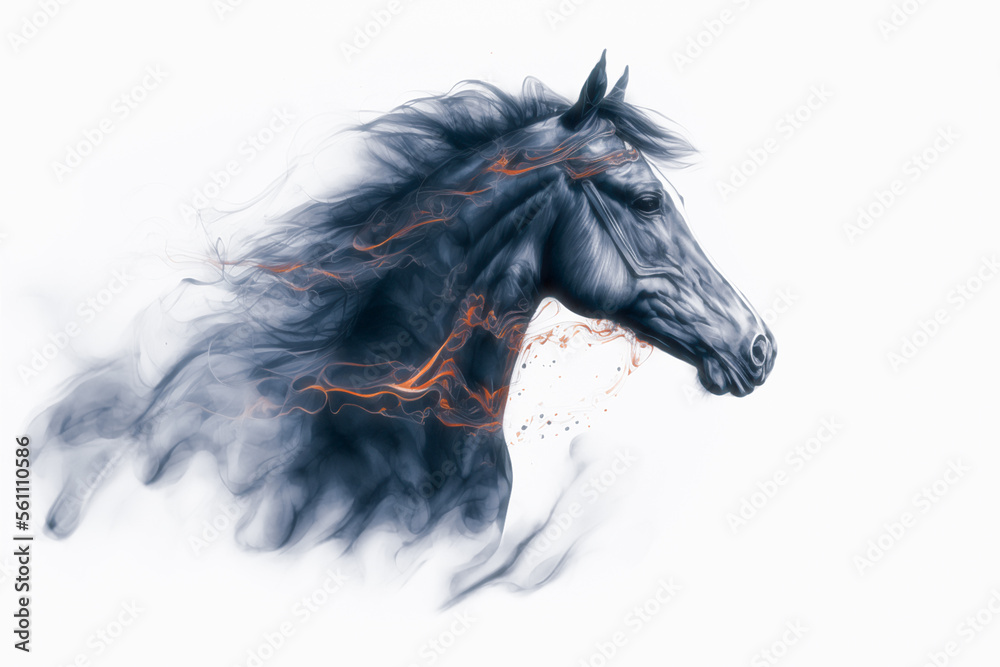Obraz premium Stylized portrait of horse illustration. Generative AI