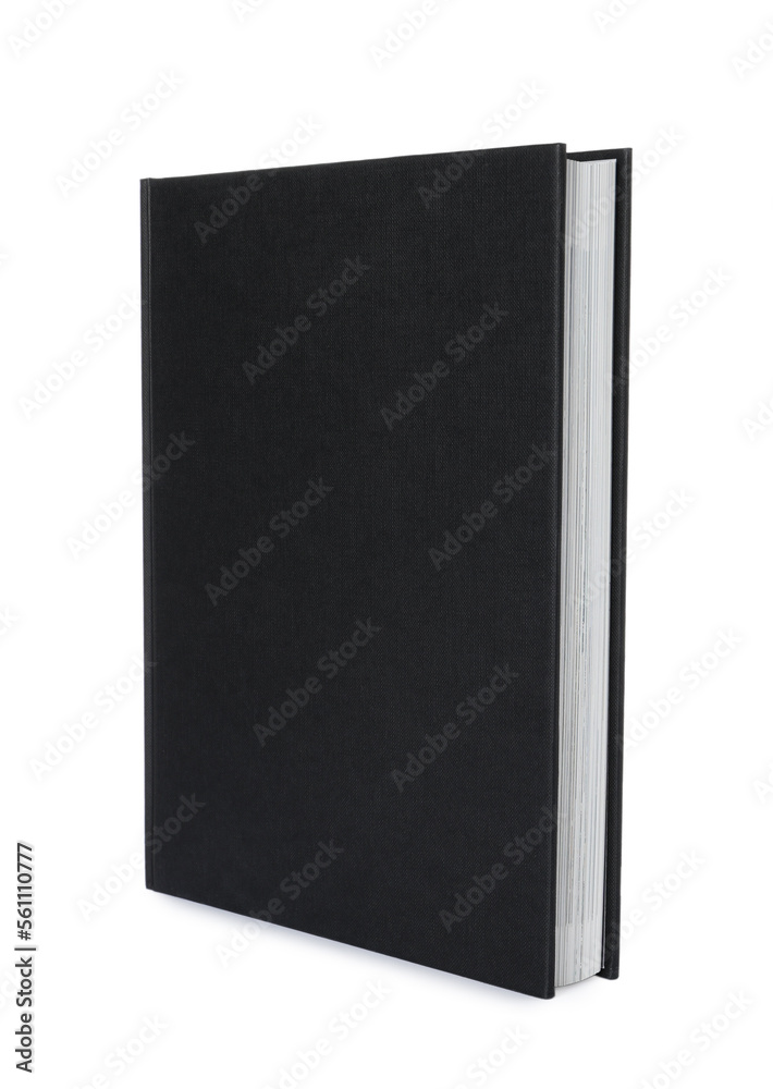 Closed book with black hard cover isolated on white Closed book with black hard cover isolated on white