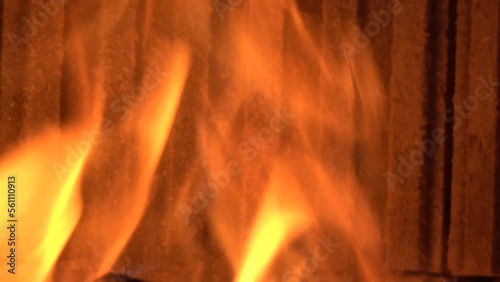 Background. Motion shots of flames in the stove.