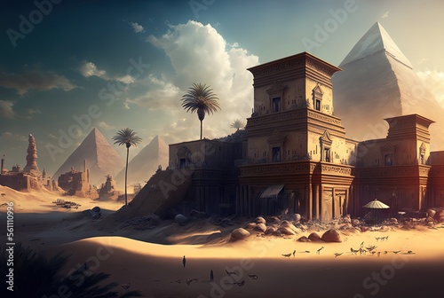 ancient Egypt architecture landscape , Generative Ai