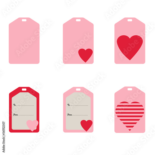 set of simple romantic valentine name tags gift labl pink with red heart, to from lines