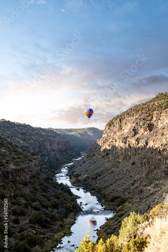 Hot air balloon in Rio Grande Gorge, Taos County, New Mexico