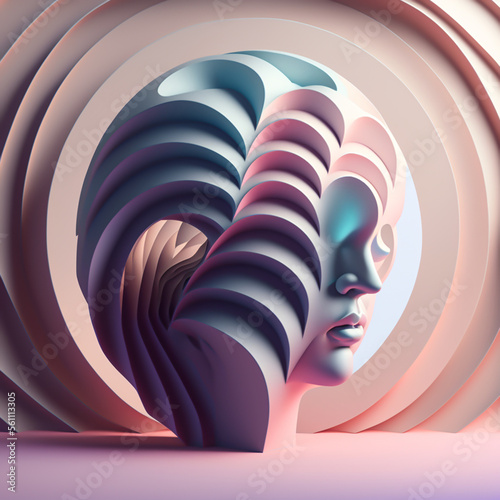 Abstract Textured Human Head. AI Generative