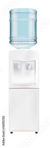 White water cooler, dispenser with 5 gallons water bottle.