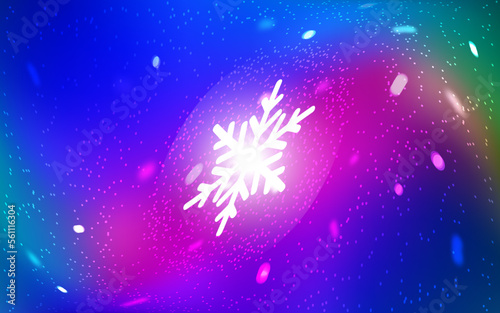 Dark Pink  Blue vector layout with bright snowflakes.