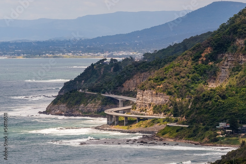 Sea Cliff BridgeAustralia in NSW,Sea Cliff Bridge, a balanced cantilever bridge built in 2005, curves around the coast of New South Wales in Australia connecting the towns of Clifton and Coalcliff photo