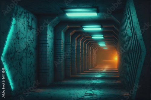AI Generative Dark Tunnel Corridor