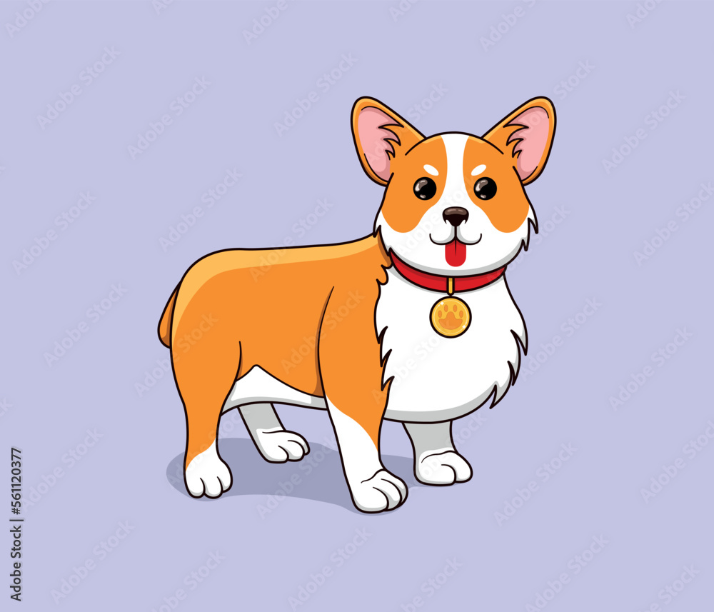 Corgi dog is standing and smiling. Flat style Corgi dog is standing and smiling. Flat style