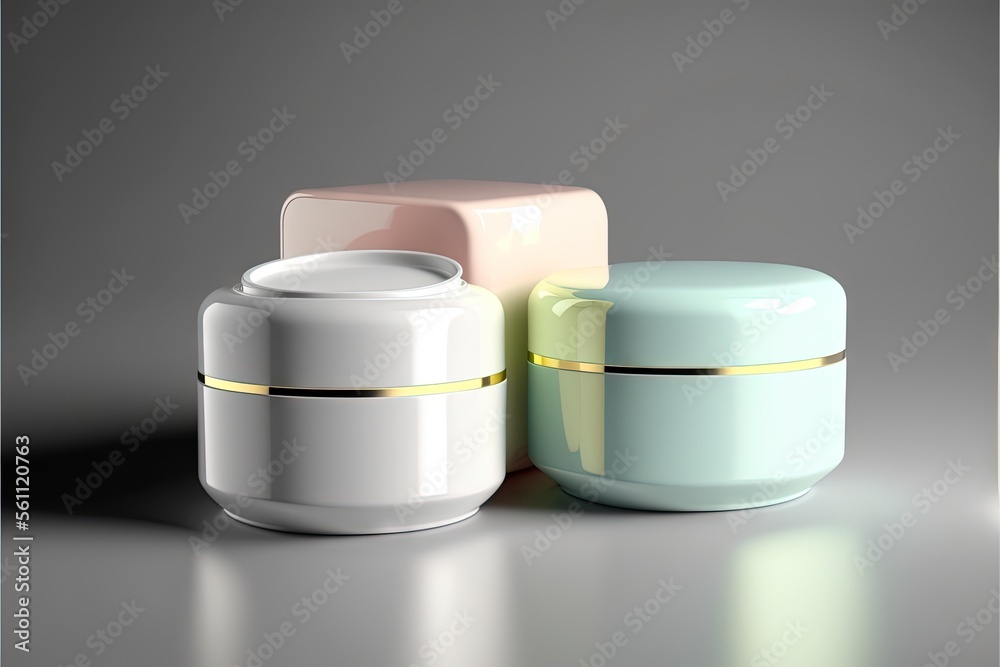 three jars with lids on a gray background with a reflection of the lid on the jar and the lid on the jar is empty and the lid is empty, and the lid is empty. three jars with lids on a gray background with a reflection of the lid on the jar and the lid on the jar is empty and the lid is empty, and the lid is empty.