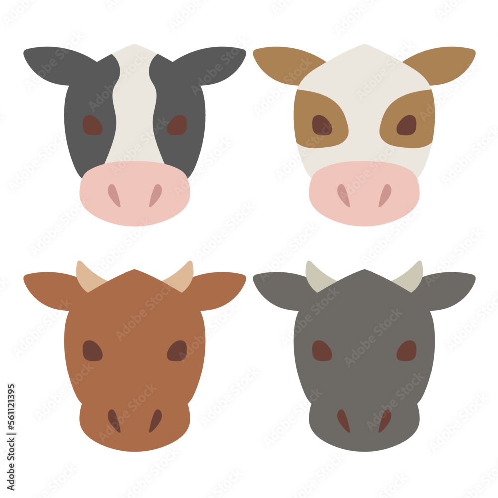 Obraz premium シンプルなウシ顔