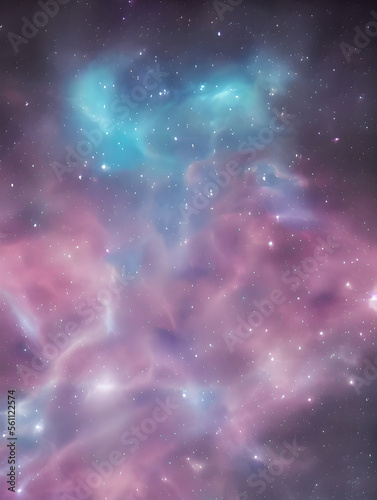 gas nebula clouds with stars in deep space - psychodelic - Generative AI 