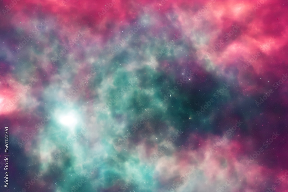  Space background with vibrant nebula and stars  - generative ai