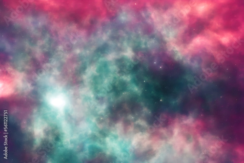  Space background with vibrant nebula and stars - generative ai
