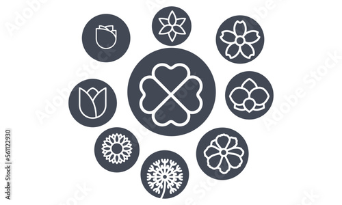 Flower line icons vector design 