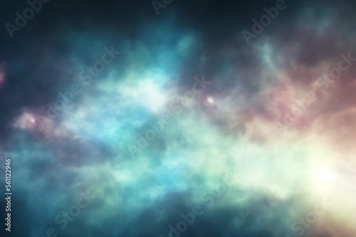 gas nebula clouds with stars in deep space - psychodelic - generative ai