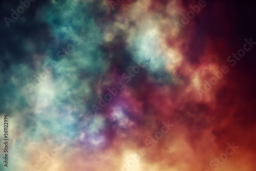  Space background with vibrant nebula and stars - generative ai