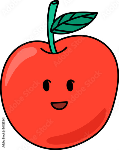 apple kawaii fruit funny food clipart