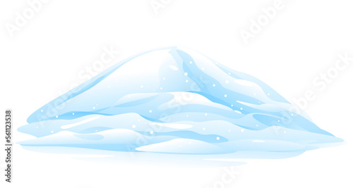 One big blue heap of snow, snow caps, bunch of snow winter decoration element, isolated on white