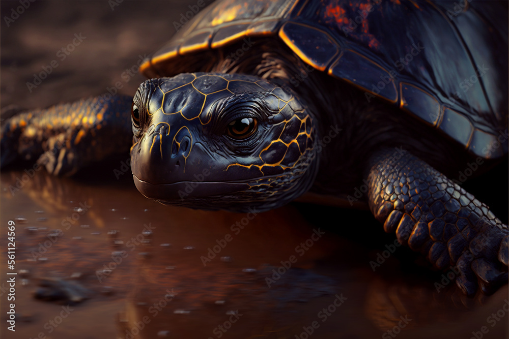 Concept Pollution nature water from oil spill. Sea turtle covered in oil petrol waste. Generation AI Concept Pollution nature water from oil spill. Sea turtle covered in oil petrol waste. Generation AI