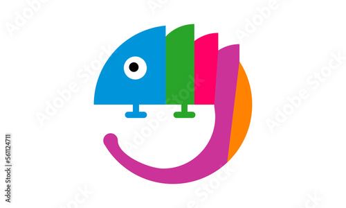 chameleon icon logo colorful