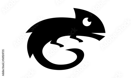 silhouette chameleon icon vector logo