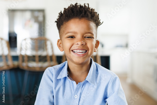 Portrait of happy african american boy looking at camera and smiling
