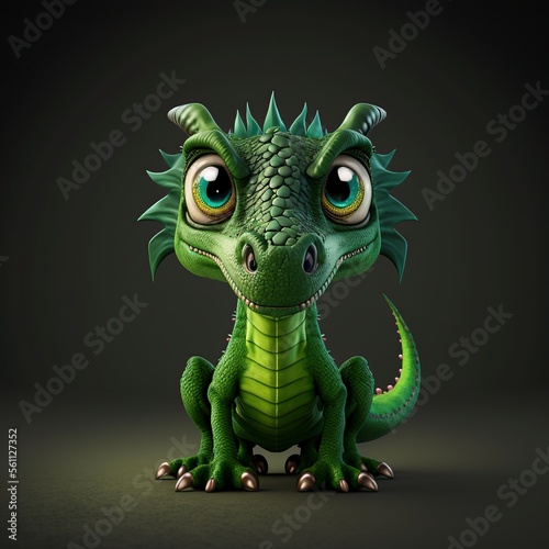 beautiful green baby dragon, AI generative © Jorge Ferreiro
