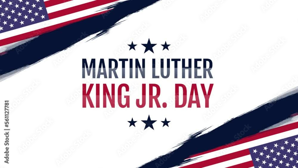 Martin Luther King Jr. Day video animation with American Flag and typography, Celebrating MLK day, Martin Luther king day celebration