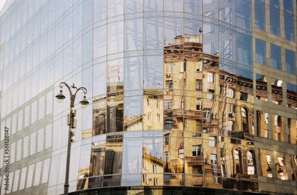 building in the city reflection building in the city reflection
