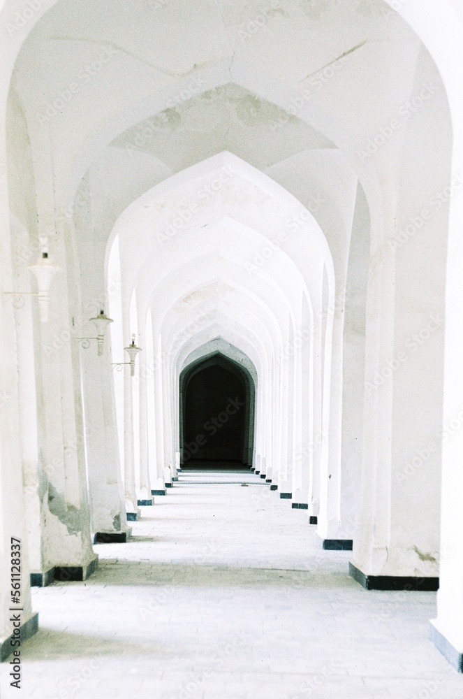 corridor with arches in Bukhara 
