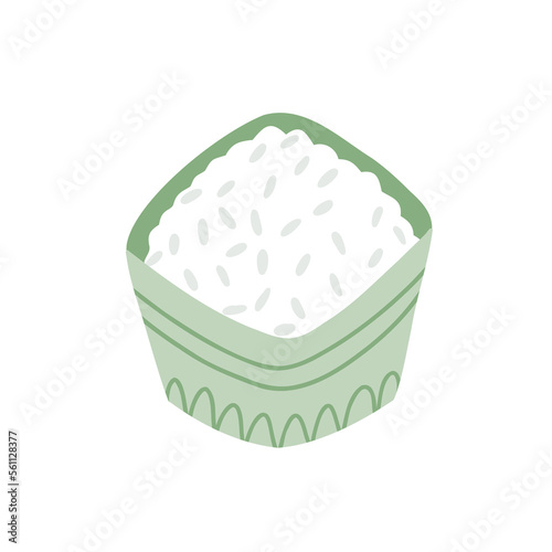a plate of rice hand drawn vector illustration in flat style