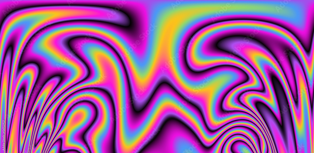 Obraz premium Abstract trippy background with marbled ebru texture and multicolored streaks. 
