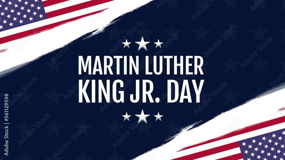 Martin Luther King Jr. Day video animation with American Flag and typography, Celebrating MLK day, Martin Luther king day celebration