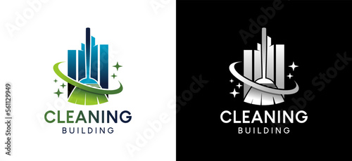 Building cleaning and cleaning service logo design with modern creative abstract concept