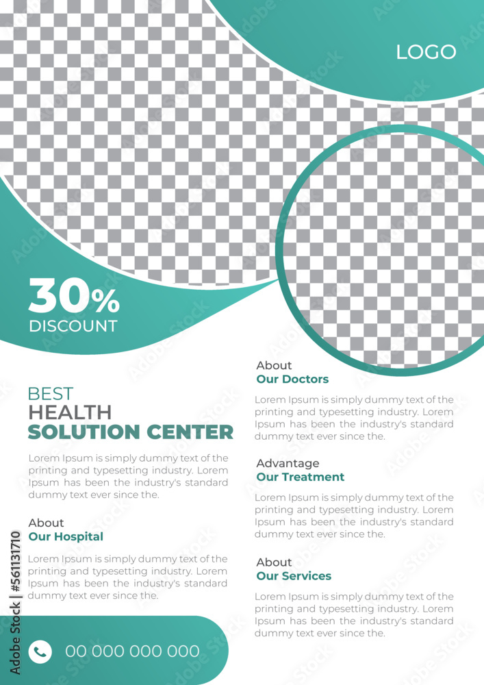 Modern Medical Health Care Flyer template for Doctor, hospital promotion