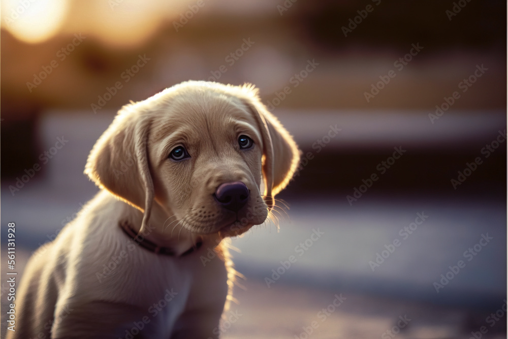 Golden retriever Puppy outside, 3D render, Generative AI Golden retriever Puppy outside, 3D render, Generative AI