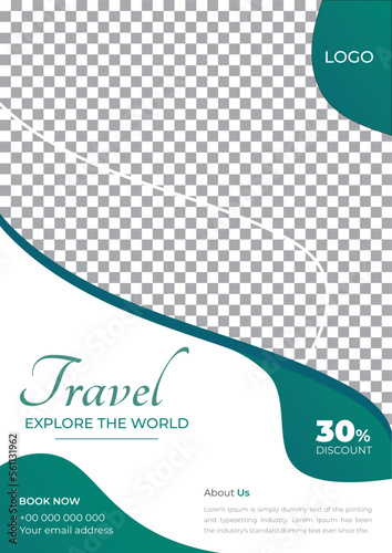 Tour Sale Flyer Explore World Poster Brochure Design Layout Space for Photo Background for Travel Agency