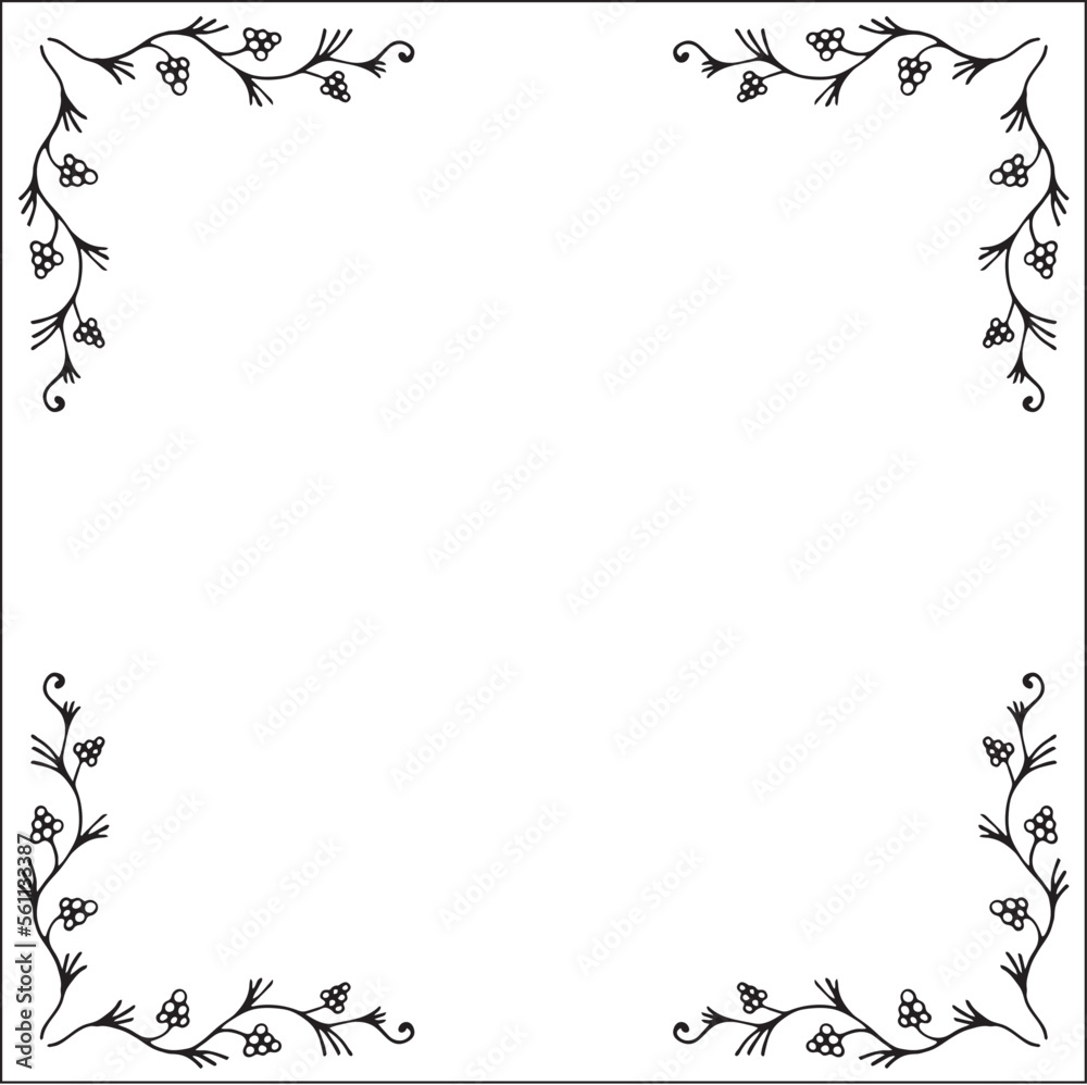 Fototapeta premium Black and white ornamental border for greeting cards, banners, invitations. Isolated vector illustration. Oriental style. 