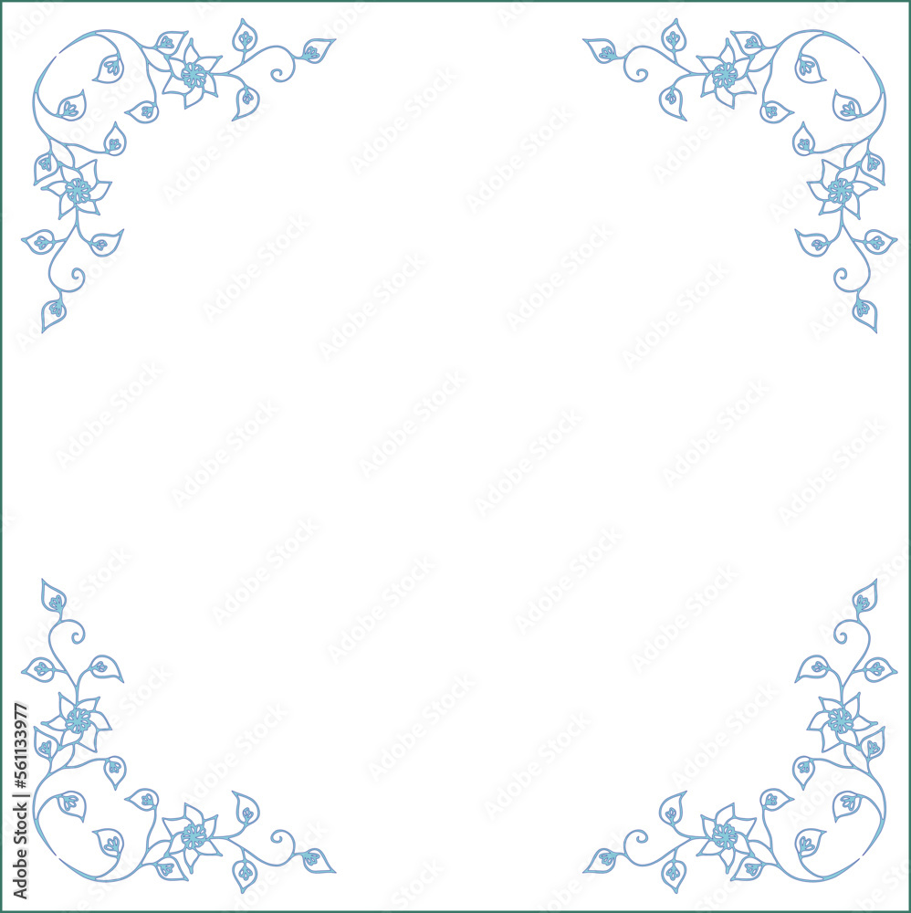 Beautiful vegetal ornamental frame with flowers, decorative border, corners for greeting cards, banners, business cards, invitations, menus. Isolated vector illustration. Beautiful vegetal ornamental frame with flowers, decorative border, corners for greeting cards, banners, business cards, invitations, menus. Isolated vector illustration.