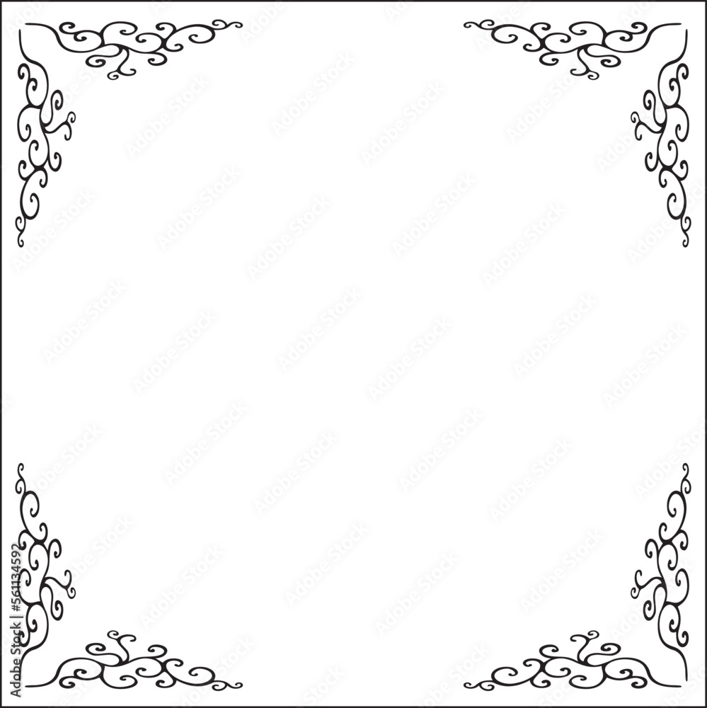 Black and white monochrome ornamental border for greeting cards, banners, invitations. Isolated vector illustration. Black and white monochrome ornamental border for greeting cards, banners, invitations. Isolated vector illustration.